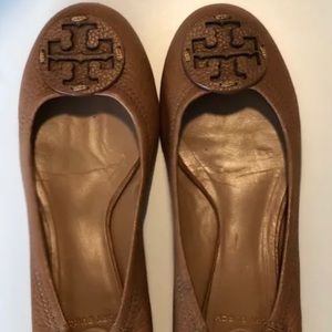 Tory Burch tumbled leather tan flats 6.5 reva